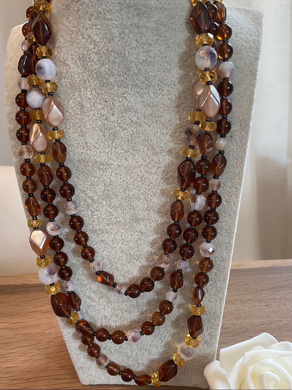 Made in Western Germany Single Long Strand Lucite 1950’s Beaded Necklace